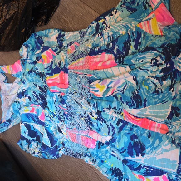 Lilly Pulitzer Dresses & Skirts - Lilly Pulitzer Tideline Dress Medium Sparkling Blue Hey Bay Bay Racerback